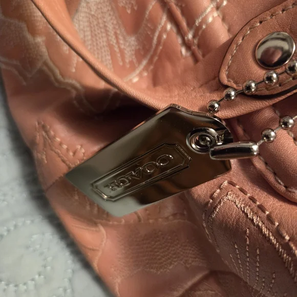 Coach Peach Satchel with Silver Accents - Picture 7 of 12